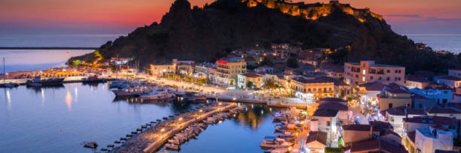 View of Myrina, Limnos island, Greece.